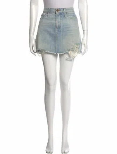 Pre-owned Alice And Olivia Distressed Accents Mini Skirt In Blue