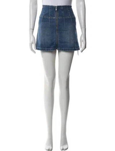 Pre-owned Alice And Olivia Distressed Accents Mini Skirt In Blue