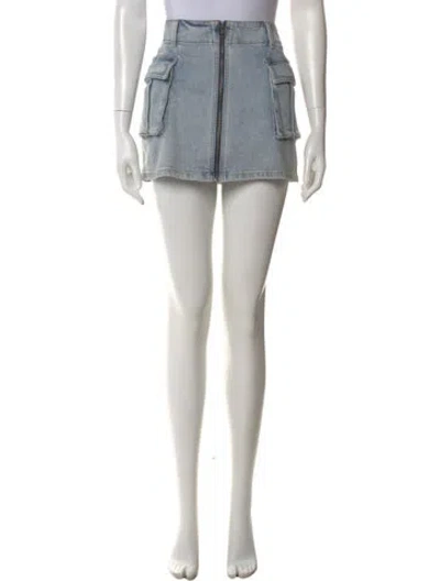 Pre-owned Alice And Olivia Distressed Accents Mini Skirt In Blue