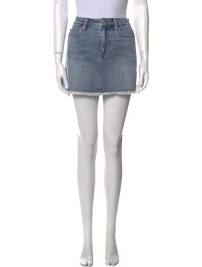 Pre-owned Alice And Olivia Distressed Accents Mini Skirt W/ Tags In Blue