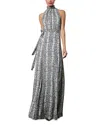 Alice And Olivia Dita Smocked Neck Godet Maxi Dress In Python Black