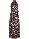 Alice And Olivia Dita Smocked Neck Godet Burnout Maxi Dress In Floral Dreams