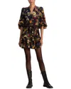 Alice And Olivia Antonette Long Sleeve Button Front Mini Dress In Magic Garden Gradient In Multi