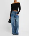 Alice And Olivia Dolan Foldover Long-sleeve Pullover In Black