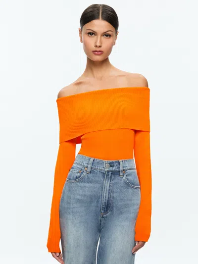 Alice And Olivia Dolan Pullover In Orange Blaze