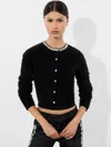Alice And Olivia Dollie Long Sleeve Embellished Cardigan In Black