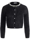 Alice And Olivia Dollie Long Sleeve Embellished Cardigan In Black