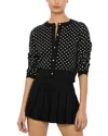 Alice And Olivia Dollie Cardigan In Black White Dot