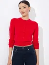 Alice And Olivia Dollie Cardigan In Bright Ruby