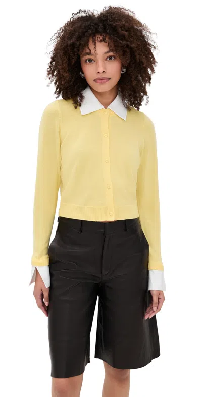 Alice And Olivia Dollie Cardigan Butter In Yellow
