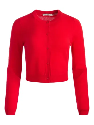 Alice And Olivia Dollie Cardigan In Red