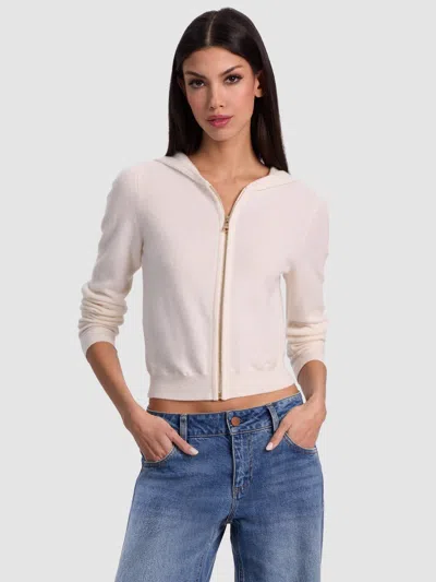 Alice And Olivia Dollie Cardigan Zip Hoodie In Neutral