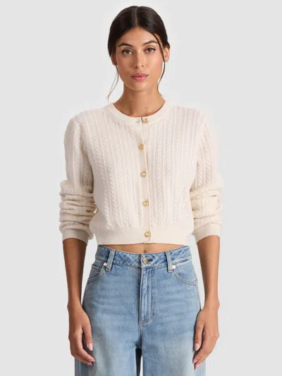 Alice And Olivia Dollie Cashmere Cableknit Cardigan In Neutral