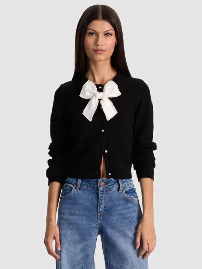 Alice And Olivia Dollie Embellished Cardigan In Black