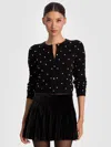 Alice And Olivia Dollie Embellished Cardigan In Black