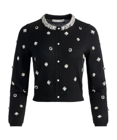 Alice And Olivia Dollie Embellished Cardigan In Black