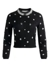 Alice And Olivia Dollie Embellished Cardigan Sweater In Black