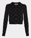 Alice And Olivia Dollie Embellished Cardigan Sweater In Black