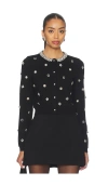 Alice And Olivia Dollie Embellished Cardigan Sweater In Black