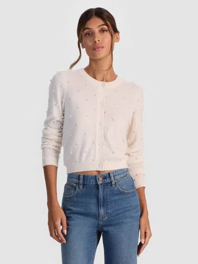 Alice And Olivia Dollie Embellished Cardigan In White