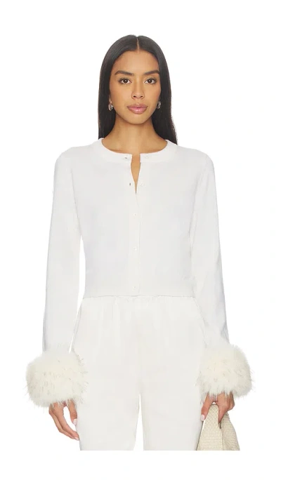 Alice And Olivia Dollie Faux Fur Cuff Cardigan In Neutral