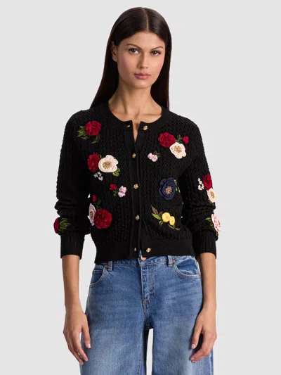 Alice And Olivia Dollie Floral Cardigan In Multi