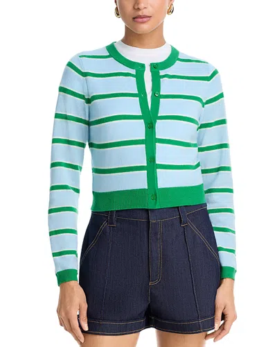 Alice And Olivia Dollie Striped Cardigan In Blue