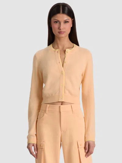 Alice And Olivia Dollie Two Tone Cashmere Cardigan In Orange