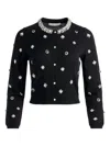 Alice And Olivia Dollie Embellished Cardigan Sweater In Black