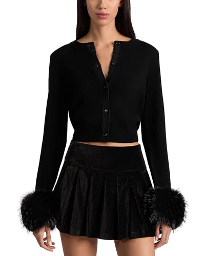 ALICE AND OLIVIA ALICE AND OLIVIA DOLLY WOOL CREWNECK CARDIGAN SWEATER