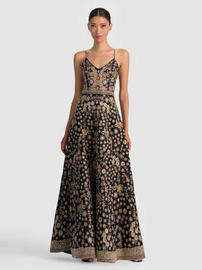 Alice And Olivia Domenica Embellished Gown In Brown