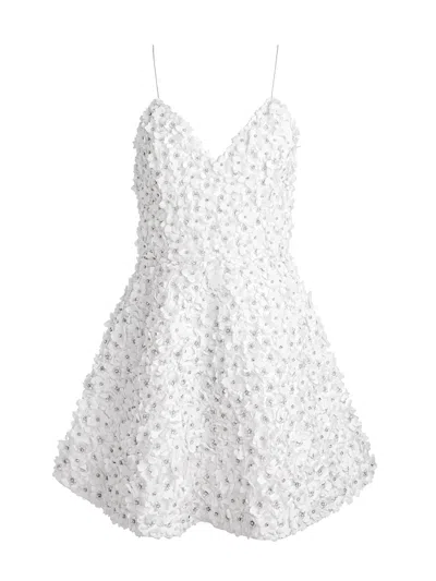 Alice And Olivia Domenica Embellished Mini Gown In Off White