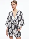 Alice And Olivia Domino Printed Satin-jacquard Kimono In Classic Ikat