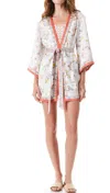 Alice And Olivia Floral Patterned Reversible Satin Cardigan With Belt In Multi