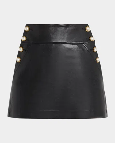ALICE AND OLIVIA DONALD VEGAN LEATHER MINI SKIRT