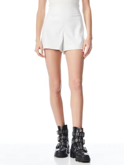 Alice And Olivia Donald Vegan Leather Short In Off White