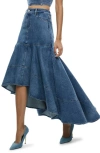 ALICE AND OLIVIA DONELLA HIGH/LOW DENIM SKIRT