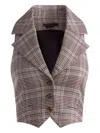 Alice And Olivia Donna Checked Waistcoat In Brown