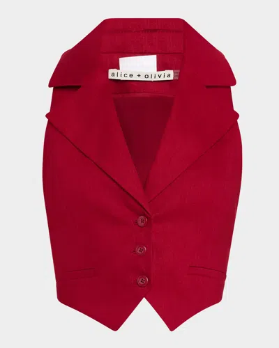 Alice And Olivia Donna Cropped Linen-blend Vest