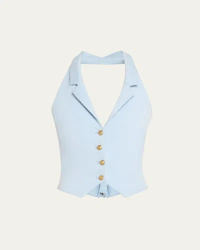 Alice And Olivia Donna Halter Vest In Blue