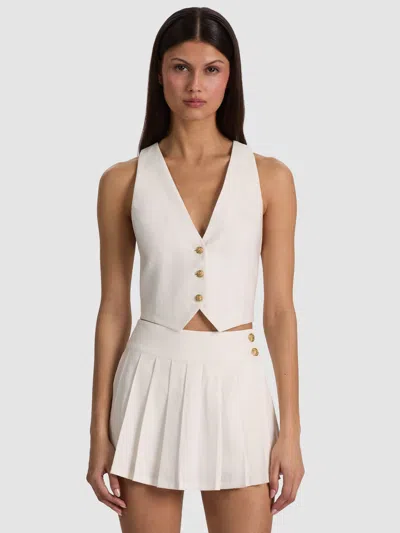 Alice And Olivia Donna Linen Vest In White