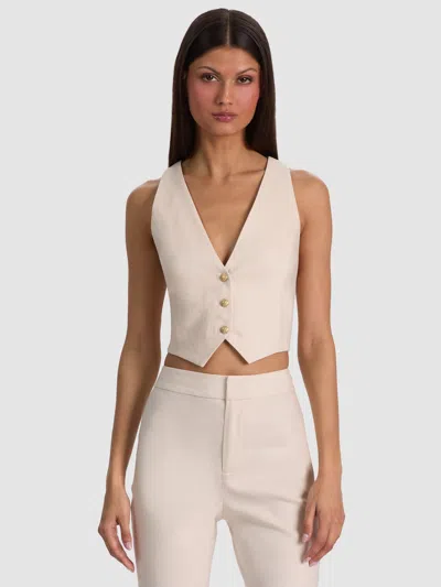 Alice And Olivia Donna Linen Vest In White