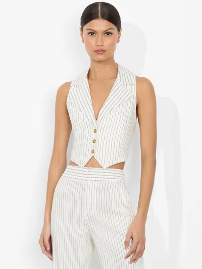 Alice And Olivia Donna Vest In Off White/black