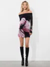 Alice And Olivia Dorinda Off The Shoulder Mini Dress With Thumbholes