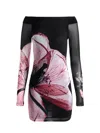 Alice And Olivia Dorinda Off The Shoulder Mini Dress With Thumbholes In Luna Floral