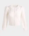 Alice And Olivia Doris Embellished Puff-sleeve Cardigan In White