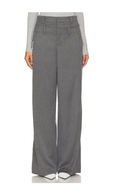 Alice And Olivia Double Waist Trouser In Dark Brown