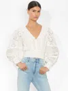 Alice And Olivia Dove Ruffled Crop Top In Off White