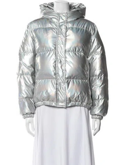 Pre-owned Alice And Olivia Down Coat In Metallic/silver
