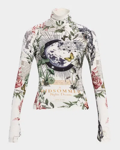 ALICE AND OLIVIA DREAMSCAPE DELAINA LONG-SLEEVE TURTLENECK TOP